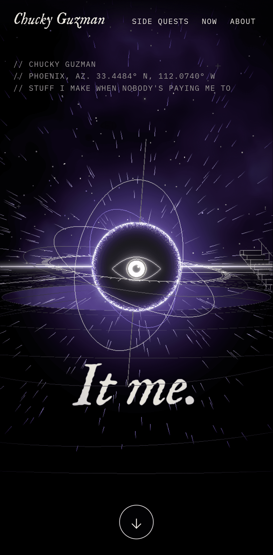 The home page on a phone, the eye over the words It me.